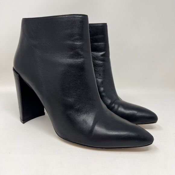 Stuart Weitzman Pure Pointy Toe Booties Black Leather Boots Women’s‎ Size 9.5 M - Picture 1 of 13